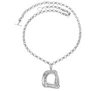 Wiffe Modernist Asymmetric Layering Metal Necklace Bold Accent Piece Trendy Gift Exaggerated Statement Neck Jewelry Irregular Shape Necklace