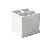 Wiffe Multi Functional Silicone Toothbrush Keeper, White Marble | Multi Functional Silicone with Hygienic Design for Bathroom Organization and Storage, Beauty Brushes and Cosmetics