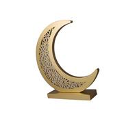 Wiffe Multifunctional LED Desk Light Moons Shape Muslims Decorations Wood Texture Perfect for Muslims Festival Celebration Desk Decor Lighting