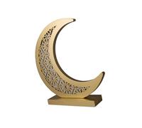 Wiffe Multifunctional LED Desk Light Moons Shape Muslims Decorations Wood Texture Perfect for Muslims Festival Celebration Desk Decor Lighting