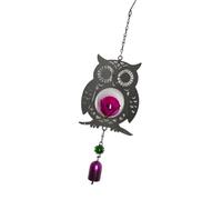 Wiffe Porch Owl Garden Ornament with Solar Light | Metal Wind Decor Accent for Balcony Patio and Windowside Display Areas