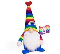 Wiffe Rainbow Striped Swedish Gnomes Plush Dolls Figurine with Banners for Home Tabletop Decors Holiday Festivals Ornament Theme Party Decoration