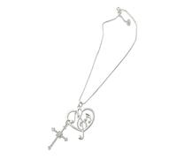 Wiffe Stylish Heart Shaped Musical Crucifix Charm Necklace with Stainless Steel Chain for Everyday Wear Fashion Accessory Heart Music Meet Necklace