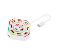 Wiffe USB Hub with 13 Ports, Light Border and Power Input, White 60CM