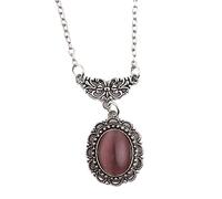 Wiffe Vampire-Bat Necklace Purple Crystal Oval Pendant Lace Edge Charm Choker Clavicle Chain for Women Elegant Jewelry Oval Pendant Necklace for Women