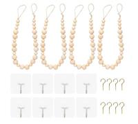 Wiffe Wood Beaded Curtain Holders, 4PCS Enhances Drapes Decoration Holder for Installation Wood Beads Holdbacks