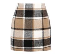WIFFGO Womens High Waisted Plaid Skirt Fall Winter Mini Wool Bodycon Pencil A line Skirts, A-khaki, M
