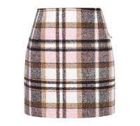 WIFFGO Womens Plaid Skirt 2026 Spring Dress Fall High Waisted Mini Wool Bodycon Pencil A line Dresses Outifts, Pink, L