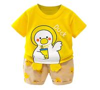 Wifgmjy Girls Boys Suit Clothes Outfit Clothes Set Baby Duck Print Short Sleeve Top Duckling Print Shorts 2 Piece Baby Comfortable Clothing Age 1-4 Years