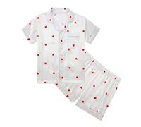 Wifgmjy Kids Silk Pyjamas Girls Boys Short Sleeve Satin Pjs Sets Button-Down Satin Pyjamas for Teenage Girls Silky Nightwear Children Sleepwear Teens 2 Pieces Clothes Set Gifts for Baby Age 1-14