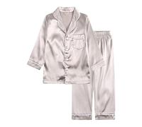 Wifgmjy Kids Silk Pyjamas Girls Boys Short Sleeve Satin Pjs Sets Button-Down Satin Pyjamas for Teenage Girls Silky Nightwear Children Sleepwear Teens 2 Pieces Clothes Set Gifts for Baby Age 1-14