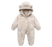 Wifgmjy Newborn Unisex Baby Winter Jumpsuit Flannel Romper Warm Bear Onesie All In One Snow Suit Outfits Solid Colours Sleepsuit Wrapped Feet Bodysuit Comfort Snowsuit Pramsuit 0-2 Years