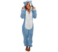 Wifgmjy Winter Jumpsuit for Women Uk Blue Onesie Animal Onesie Adult Women Halloween Pyjamas Women Cow Pjs for Women Teddy Bear Onesie Adult Reindeer Onesie Adult Halloween Day