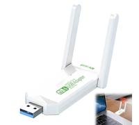 WiFi 6 Adapter, White Wireless USB Adapter for PC, 1300Mbps Dual Band WiFi Dongle, Plug and Play Installation, Extended Range for Gaming and Streaming, Compatible with Windows 11/10/7 Linux Systems