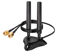 WiFi 6E Antenna Tri-Band 6GHz 5GHz 2.4GHz 10dBi - RP-SMA Male High Gain Magnetic Base with 6.5ft Extension Cable for Desktop PC PCIe WiFi 6E Card, Wireless Router, Bluetooth Adapter