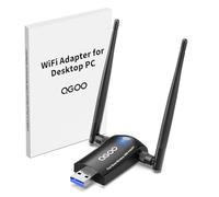 WiFi Adapter for Desktop PC, QGOO Wireless AC1300Mbps USB 3.0 Network Dongle with 5dBi High Gain Dual Antennas, 2.4GHz/5GHz Dual Band for Laptop Computer Compatible Windows11/10/8/7