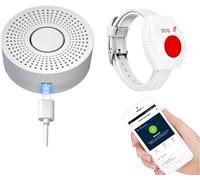 WiFi Alarm for Elderly/Patient/Disabilities, Personal Help Alert Panic Button Caregiver Pager System 1 Recever 1 Bracelet Call Button