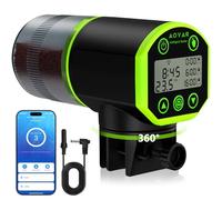 WiFi Automatic Fish Feeder for Aquarium: App-Controlled Auto Feeders for Tank Turtle Pond Betta with Water Temperature Monitoring & Alarm, Timed Auto-Feeding for Flake Pellet Vacation Weekend