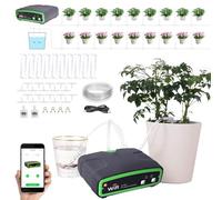 WiFi Automatic Irrigation System with Double Pump, DIY Drip Irrigation Kit Controlled via APP, Garden Irrigation System Auto/Manual/Smart Mode for Balcony, For 20 Potted Plants (A)