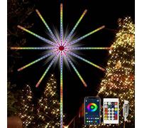 WiFi Bluetooth Smart Fireworks LED Light Outdoor, 2025 Upgraded LED Fireworks Lights Outdoor, Remote & APP Control, with RGB Color Changing Led Strip Lights for Room Party Decor-4.92 ft