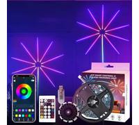 WiFi Bluetooth Smart Fireworks LED Light, RGBIC Strip With Remote App Control, Color Changing Music Sound Sync For Bedroom