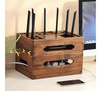 WiFi Box Hider, Router Storage Cabinet, Wooden Power Strip and Cable Management Hider Organizer, Desktop WiFi Multi-Layer Storage Box, for Home and Office(23.5cm/9.2in)