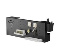 WiFi Box Hider, Wall Mounted Cable Organizer, 14x12cm Internet Box Concealer for Living Room, Carbon Steel Network Outlet Cover, Multi Purpose TV Stand Storage, Electronics Organizer for Desk