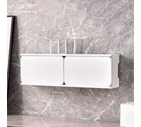 WiFi Box Hider, Wall Mounted Router Storage Box, Modem Shelf, Cable Management Organizer with Traditional Sliding Door for Living Room, Office, Bedroom