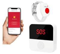 WiFi Caregiver Call Button System Smart App Alert Emergency Call Button Personal Help Alert at Home for Elderly Patients 1 Bracelet Call Button 1 Receiver
