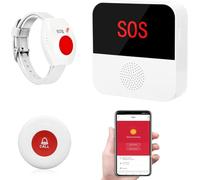 WiFi Caregiver Call Button System Smart App Alert Emergency Call Button Personal Help Alert at Home for Elderly Patients 2 SOS Call Button 1 Receiver