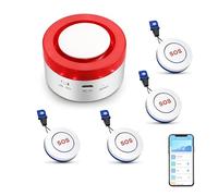 WiFi Caregiver Pager Call Button: Wireless Nurse Alert Call Bell, Personal Alarm Call Button with App Alerts, Emergency Alert Pager for Elderly Patients (4 SOS Buttons+1 Siren)