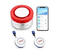 WiFi Caregiver Pager Call Button: Wireless Nurse Alert Call Bell, Personal Alarm Call Button with App Alerts, Emergency Alert Pager for Elderly Patients (2 SOS Buttons+1 Siren)