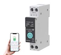 WiFi Circuit Breaker, 1P+N 20A 230V Smart Home Wireless Remote Control Switch Timer Voice Control Energy Monitor Compatible with Smart Life TUYA APP DIN Rail Mounted