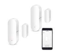 WiFi Door Sensor, Intelligent Window Contact Sensor, Wireless Window Door Sensor Alarm, Compatible with Alexa and Google Assistant, No Hub Required, Batteries Included. 2 Pack