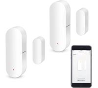 WiFi Door Sensor, Intelligent Window Contact Sensor, Wireless Window Door Sensor Alarm, Compatible with Alexa and Google Assistant, No Hub Required, Batteries Included. 2 Pack