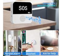 WiFi Elderly Caregiver Pager with Wireless SOS Call Button and Panic Alarm, Compatible with and Life App, Multi-Function Alert System for Senior(Host and 3 SOS)