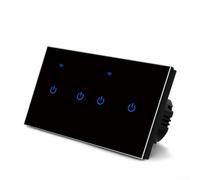 WiFi Enabled Smart 2-Way Touch Wall Switch, with Voice and App Control, for Tuya/for Smart-Life/for for ALEXA, Black Tempered Glass Panel(4 Gang 2Way)