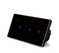 WiFi Enabled Smart 2-Way Touch Wall Switch, with Voice and App Control, for Tuya/for Smart-Life/for for ALEXA, Black Tempered Glass Panel(3 Gang 2Way)