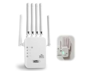 Wifi Extender 300Mbps 2.4GHz with 6 External Antennas, WiFi Booster Repeater with Ethernet Port, Easy One-Tap Setup for Expanding Home WiFi Coverage