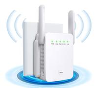 WiFi Extender Booster, 300Mbps 2.4GHz WiFi Range Extender with 4 High-Gain Antennas & Ethernet Port, WPS Easy Setup WiFi Signal Repeater for Home, Garden, Garage, White