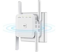 WiFi Extender Booster, Dual Band 5GHz & 2.4GHz Range Extender with Upgrade Antennas, LAN Port, for Home Coverage Up to 5000 sq.ft, Supports 35 Devices