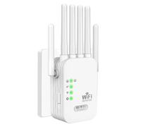 WiFi Extender Booster for Home - 2.4GHz 300Mbps Wireless Repeater, 6 Antennas, 9,800 sq.ft Coverage, EasyMesh Compatible, BT/Sky/Virgin/TalkTalk, UK Plug, Ethernet Port - White