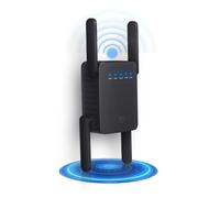 WiFi Extender Booster, Internet Booster with Ethernet Port, 4 Antennas WIFI Booster Range Extender, Wireless Signal Booster Easy Setup (Black)