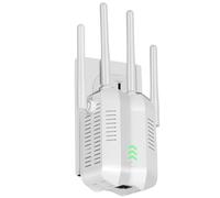 WiFi Extender Booster, Internet Booster with Ethernet Port, 4 High-Gain Antennas WiFi Booster Range Extender, Wireless Signal Booster, Works with Any WiFi Router - White