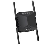 WiFi Extender Booster,Long Range WiFi Repeater with Ethernet Port Covers Up to 5000 Sq.ft 50 Devices 4 High-Gain Antennas Easy 1-Click Setup for Home Coverage for Router/Alexa Black(UK Plug)