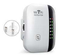 WiFi Extender Booster,WiFi Signal Booster,Internet Coverage Up to 3000 Sq.Ft! Works with 45+ Devices & Features Easy Setup,2.4GHz Band WiFi Extender, and LAN Port,UK Plug