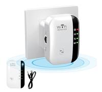 WiFi Extender Booster,WiFi Signal Booster,Internet Coverage Up to 3000 Sq.Ft! Works with 45+ Devices & Features Easy Setup,2.4GHz Band WiFi Extender, and LAN Port,UK Plug (white)