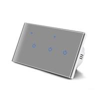 WiFi Glass Panel Smart Touch Wall Switch, Works for Tuya for Smart Life App, Remote and Voice Control via Alexa and Google Home for Lights(3 Gang)
