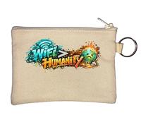 WiFi Greater Than Humanity Message Key Chain Coin Purse Beige