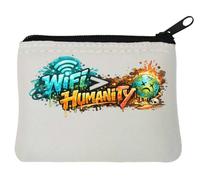 WiFi Greater Than Humanity Message Neoprene Coin Purse Pouch 10x11cm White